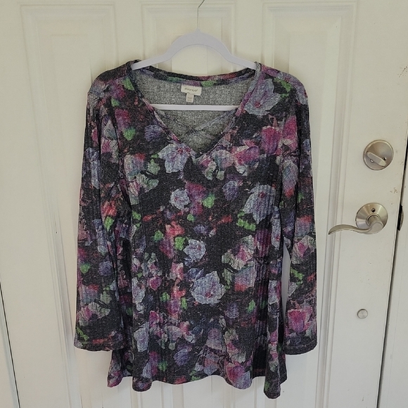 Avenue Tops - Avenue FLORAL Long Sleeve Tunic Size 14 / 16